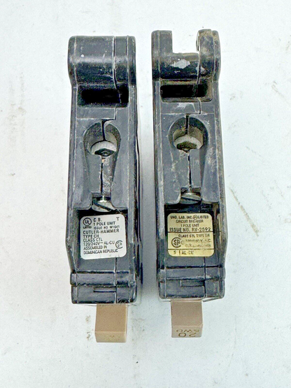 CUTLER-HAMMER **LOT OF 2** - CH120SWD - CIRCUIT BREAKERS - 1 POLE, 20 A, 240 VAC