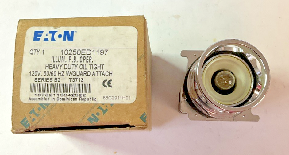 EATON 10250ED1197 ILLUMINATED PUSH BUTTON 120V SER.B2 W/GUARD ATTACHMENT