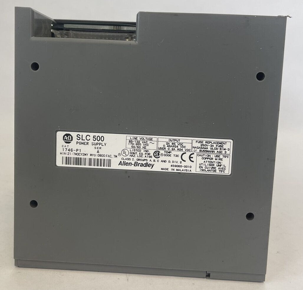 ALLEN BRADLEY 1746-P1 POWER SUPPLY SER A OUTPUT 5/24VDC 2/0.2A 1746-A7 7-SLOT