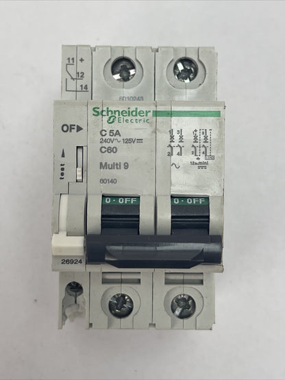 SCHNEIDER ELECTRIC C 5A 240VAC 125VDC 5A C60 MULTI 9 2POLE