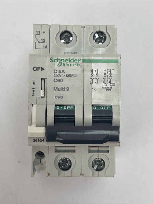 SCHNEIDER ELECTRIC C 5A 240VAC 125VDC 5A C60 MULTI 9 2POLE