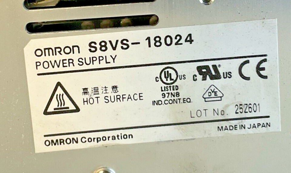 OMRON S8VS-18024 POWER SUPPLY 50/60HZ 240VAC 2.9A