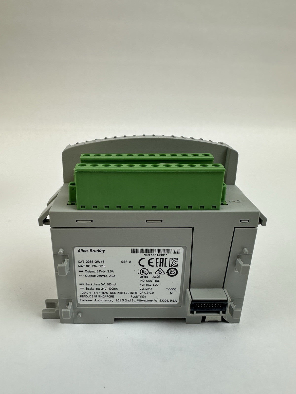 ALLEN BRADLEY 2085-OW16 MICRO800 16PT RELAY OUTPUT MODULE SERIES A
