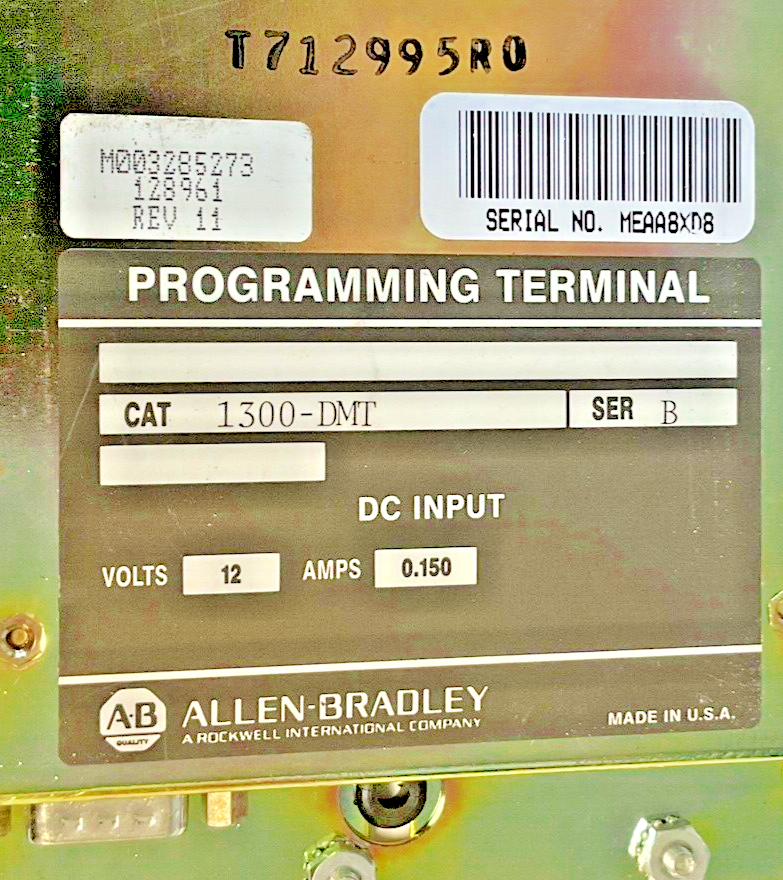 ALLEN BRADLEY 1300-DMT PROGRAMMING TERMINAL 12VOLT 0.150AMPS SER.B