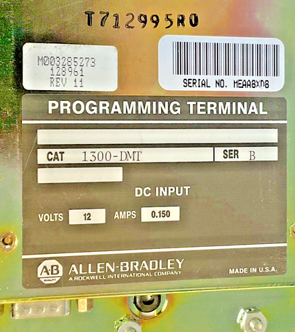 ALLEN BRADLEY 1300-DMT PROGRAMMING TERMINAL 12VOLT 0.150AMPS SER.B