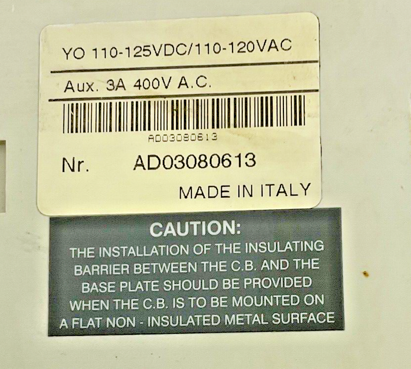 ABB SACE PR211 S4 CIRCUIT BREAKER 250A  3POLE 600VAC