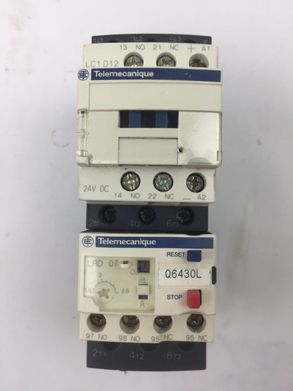 TELEMECANIQUE LC1D12BD CONTACT 25A LAD4TBDL 24V LRD07 OVERLOAD RELAY 1.6-2.5A