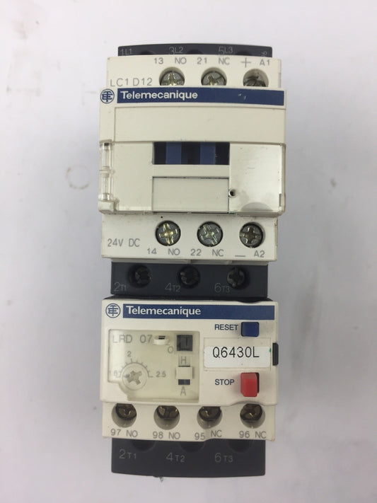 TELEMECANIQUE LC1D12BD CONTACT 25A LAD4TBDL 24V LRD07 OVERLOAD RELAY 1.6-2.5A