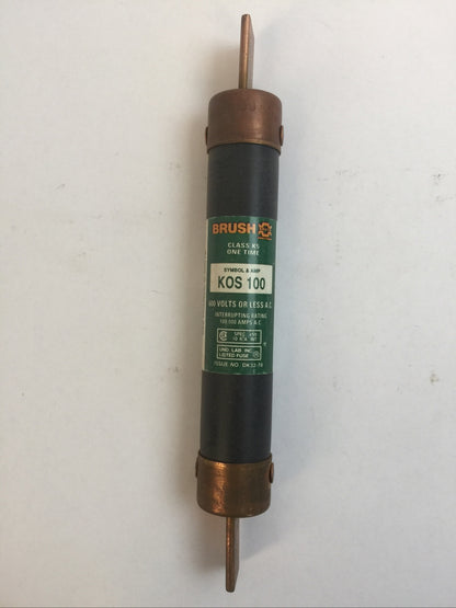 BRUSH KOS100 CLASS K5 ONE TIME FUSE 100AMP 600VAC