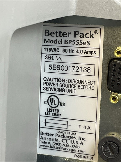 BETTER PACK 555e MODEL BP555eS 115VAC 60HZ 4AMP ELECTRONIC KRAFT TAPE DISPENSER