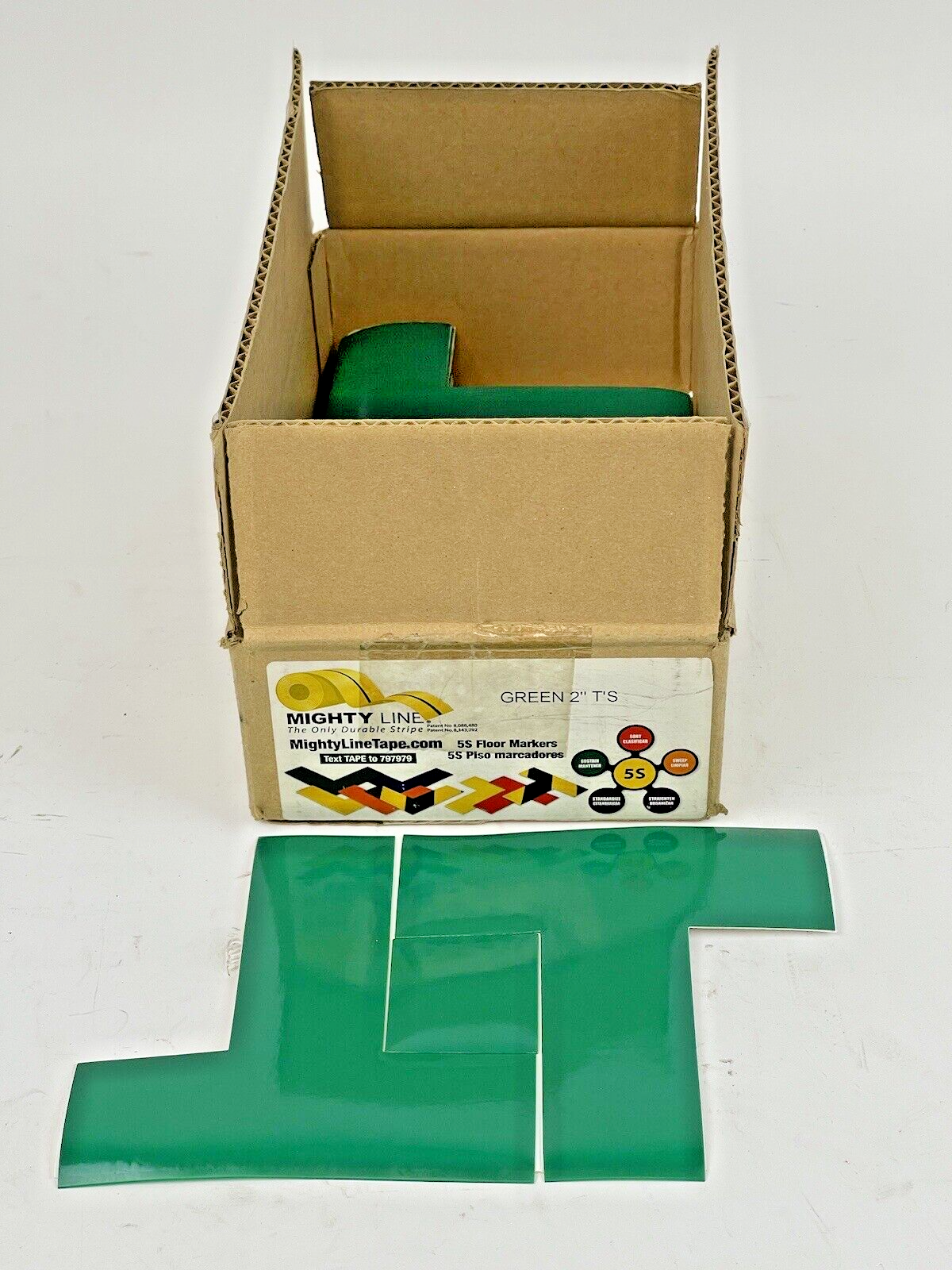 MIGHTY LINE TAPE - GREEN T - BOX of 60 T'S - INDUSTRIAL TAPE - 6"X6"X2"