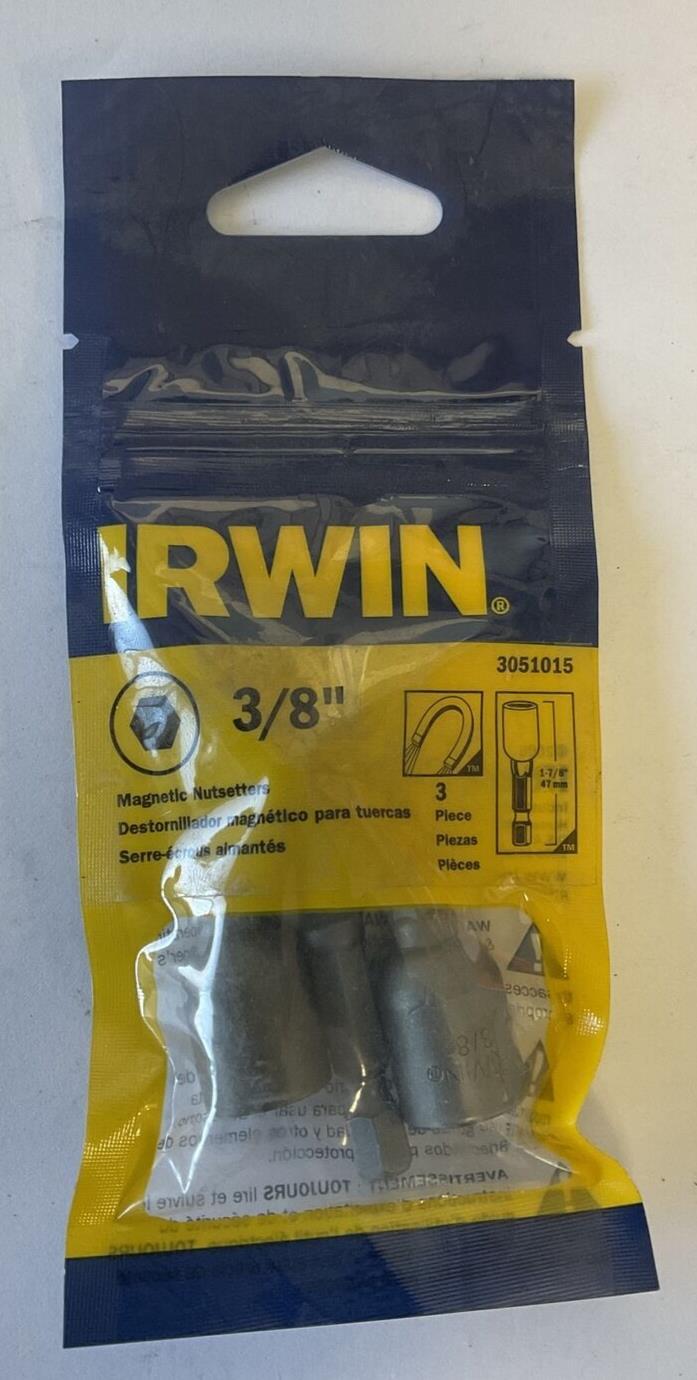 IRWIN 3051015 MAGNETIC NUTSETTER 3/8" BAG OF 3 ****LOTOF5****