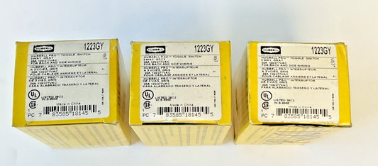HUBBELL 1223GY TOGGLE SWITCH 3POS. 20A 120/277VAC ***LOTOF3***