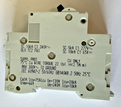SCHNEIDER ELECTRIC C60 CIRCUIT BREAKER MULTI 9 D 1A 240VAC 10KA