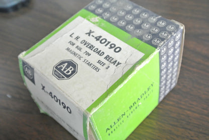ALLEN-BRADLEY X-40190 L. H. OVERLOAD RELAY for 709 SERIES SIZE 3 STARTERS