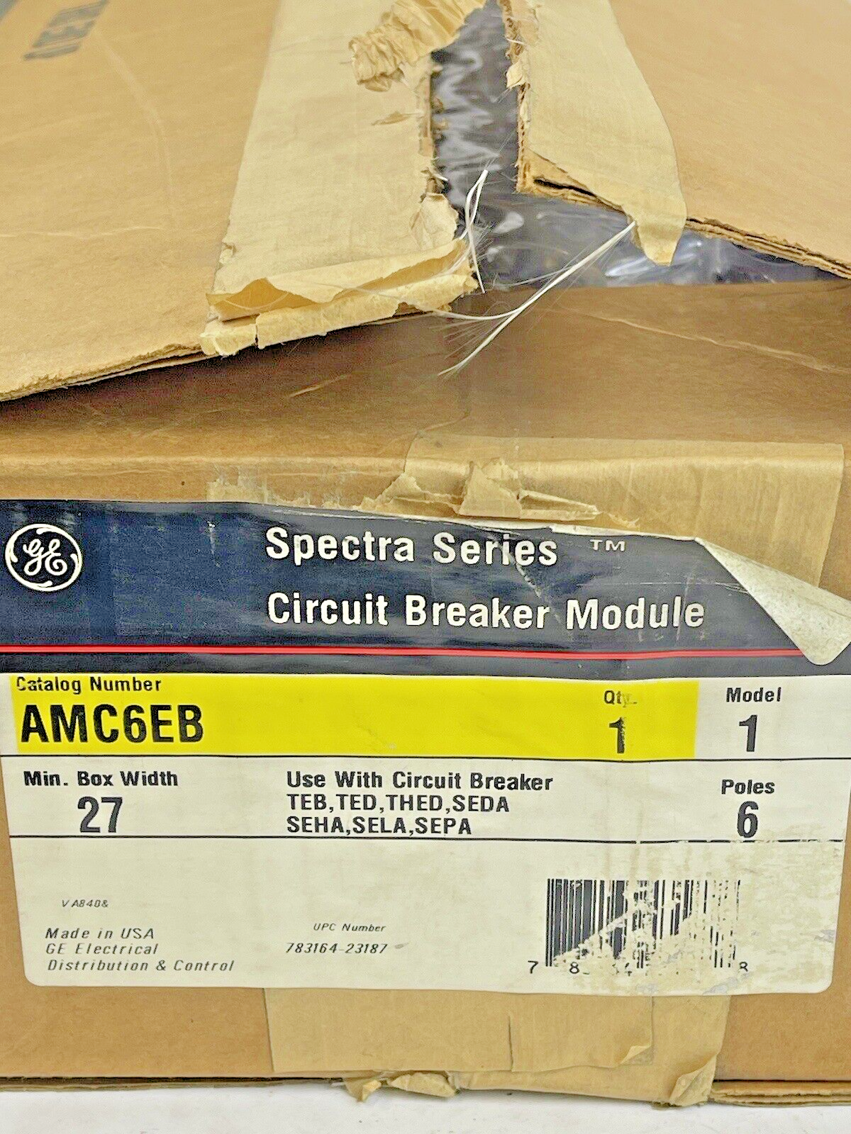 GE - AMC6EB - SPECTRA SERIES CIRCUIT BREAKER MODULE WITH MOUNTING HARDWARE - NEW