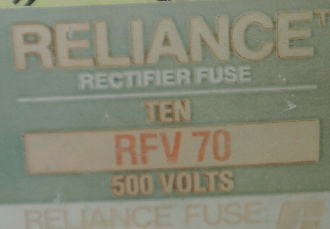 RELIANCE RFV70 RECTIFIER FUSES / 500V / 70A / NEW SURPLUS / EACH