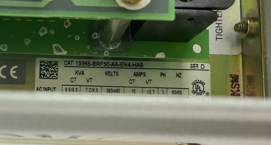 ALLEN BRADLEY 1336S-BRF50-AA-EN4-HAB SER D AC DRIVE 5HP 460V SENSORLESS VECTOR