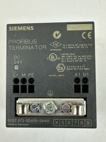 SIEMENS 6ES7 972-0DA00-0AA0 PROFIBUS TERMINATOR MODULE 24 VDC