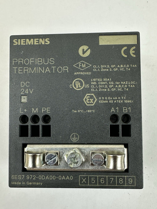 SIEMENS 6ES7 972-0DA00-0AA0 PROFIBUS TERMINATOR MODULE 24 VDC