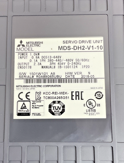 MITSUBISHI SERVO DRIVE MDS-DH2-V1-10 MDSDH2V110 SERVO DRIVE 1KW 480V VER.N