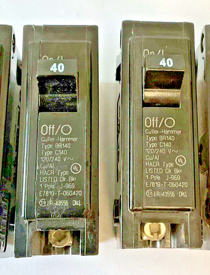 CUTLER HAMMER BR120(2x),BR140(2X),BR150(1X) CIRCUIT BREAKER 120/240VAC**LOTOF5**