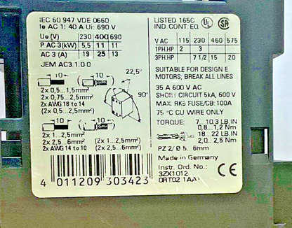 SIEMENS 3ZX1012-0RU11-1AA1 CONTACTOR 24VDC 60A 600V