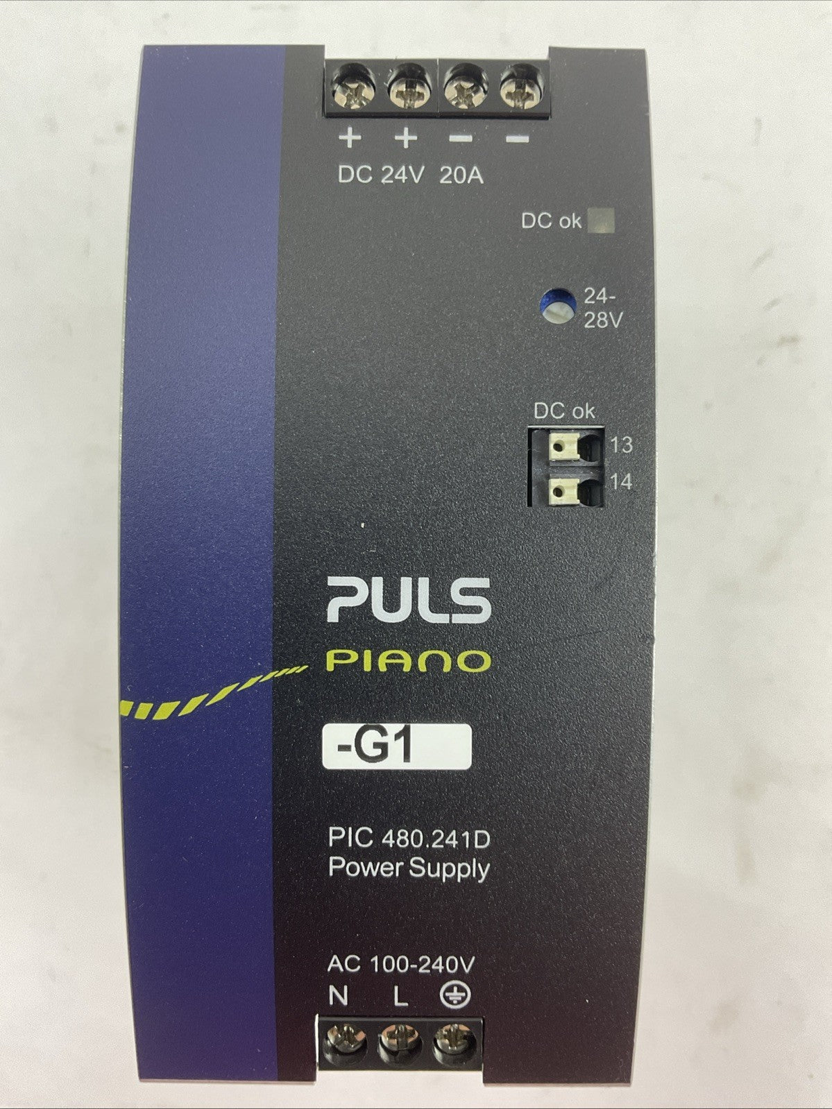 PULS PIC480.241D POWER SUPPLY OUTPUT 24-28VDC INPUT 100-240VAC 5.4-2.4A 50-60HZ