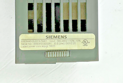 SIEMENS 6SE6440-2UD13-7AA1 FREQUENCY INVERTER MICRMASTER VER. G01/2.20