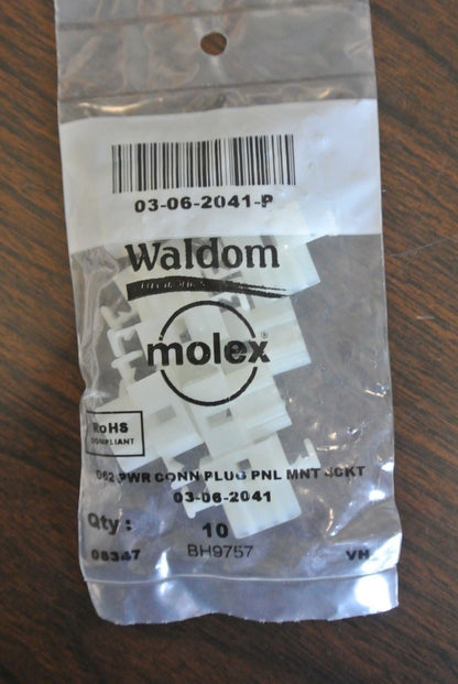 LOT of 50 WALDOM / MOLEX 03-06-2041 / CONNECTOR PLUG 4-POS / .062 PANEL MOUNT