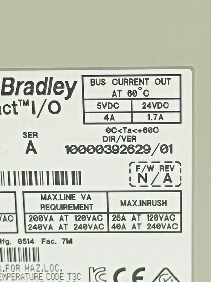 ALLEN BRADLEY 1769-PA4 SER. A F/W REV. N/A DIR/VER 10000392629/01  POWER SUPPLY