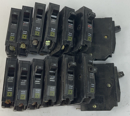 SQUARE D QOB120 CIRCUIT BREAKER 20A 10KA 120/240V ****LOTOF14*****