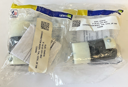 LEVITON 172-5269-C GROUNDED CONNECTOR BODY 15A 125V 2POLE 3WIRE ***LOTOF2***