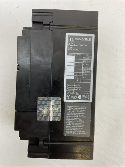 SQUARE D HGL36125C POWERPACT CIRCUIT BREAKER 125AMP 600VAC 3POLE