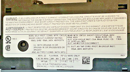 SIEMENS 3RV2021-4CA10 MOTOR CONTROL 16-22A