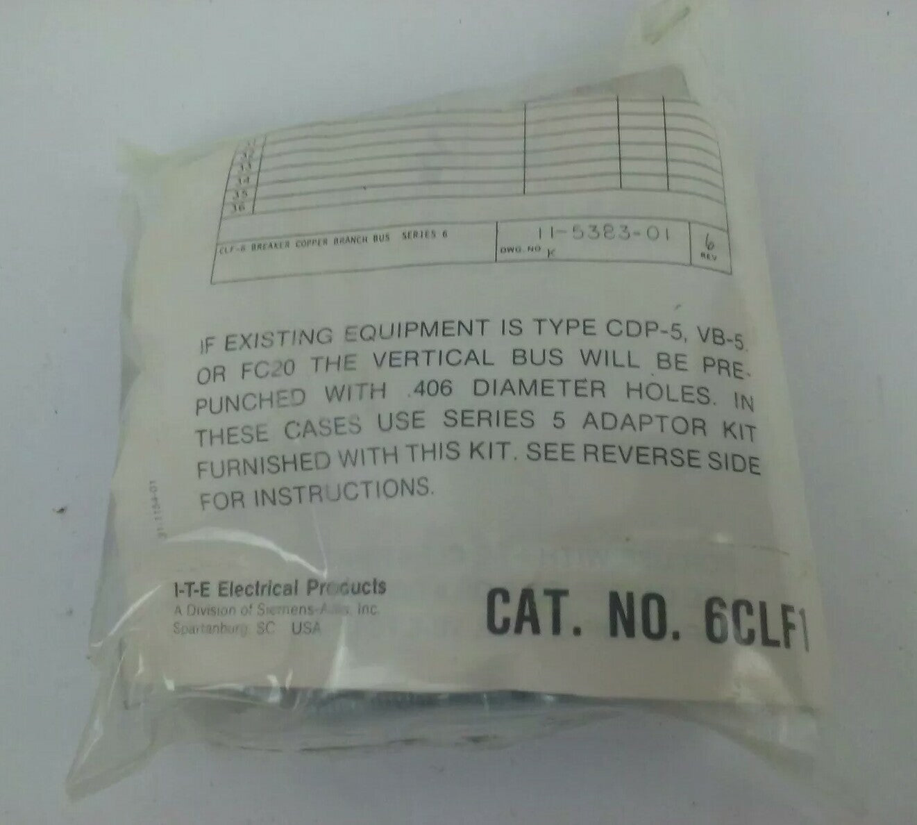 ITE SIEMENS 6CLF1 CIRCUIT BREAKER CONNECTING STRAP MOUNTING HARDWARE