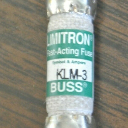 BOX of 10 / BUSS KLM-3 FAST-ACTING MIDGET FUSE / 3A / 500V / NEW SURPLUS / KLM3