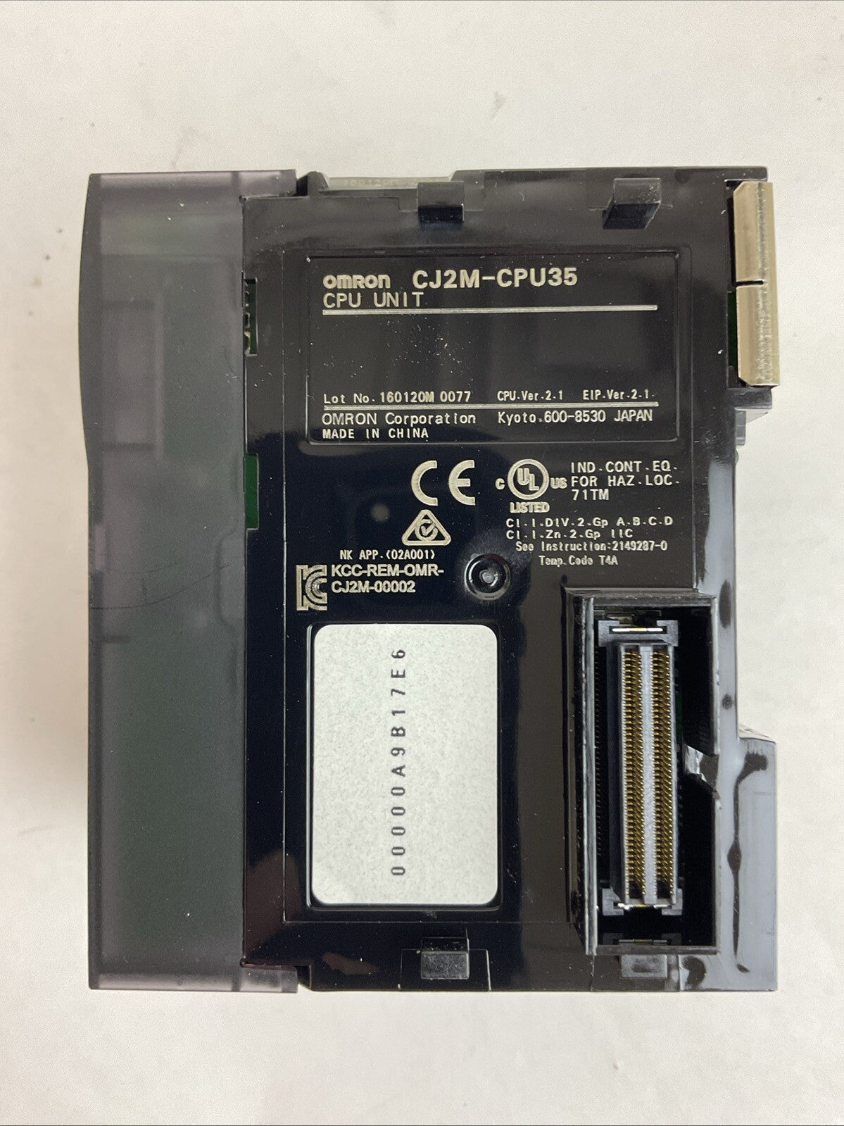 OMRON CJ2M-CPU35 CPU UNIT CPU VER 2.1 EIP VER 2.1 PROGRAMMABLE CONTROLLER