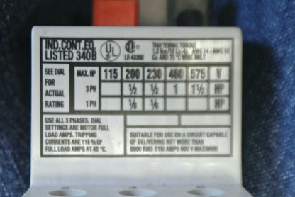 SQUARE D 2520 MP 1.6 MOTOR PROTECTIVE SWITCH / 1.6 - 2.4A / NEW SURPLUS