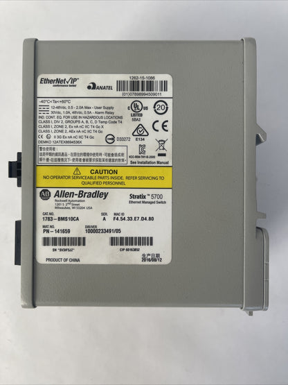 ALLEN BRADLEY 1783-BMS10CA SER A DIR/VER 10000233491/05 STRATIX 5700 ETHERNET