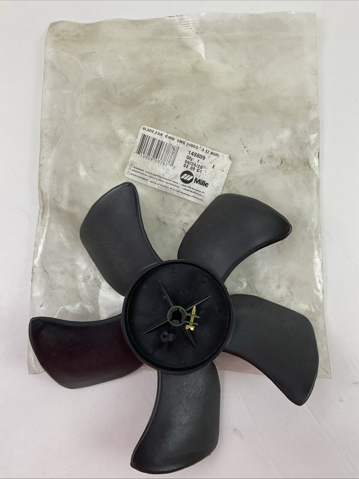 MILLER 148809 BLADE FAN 9.000 5WG 34DEG .3 12 BORE C