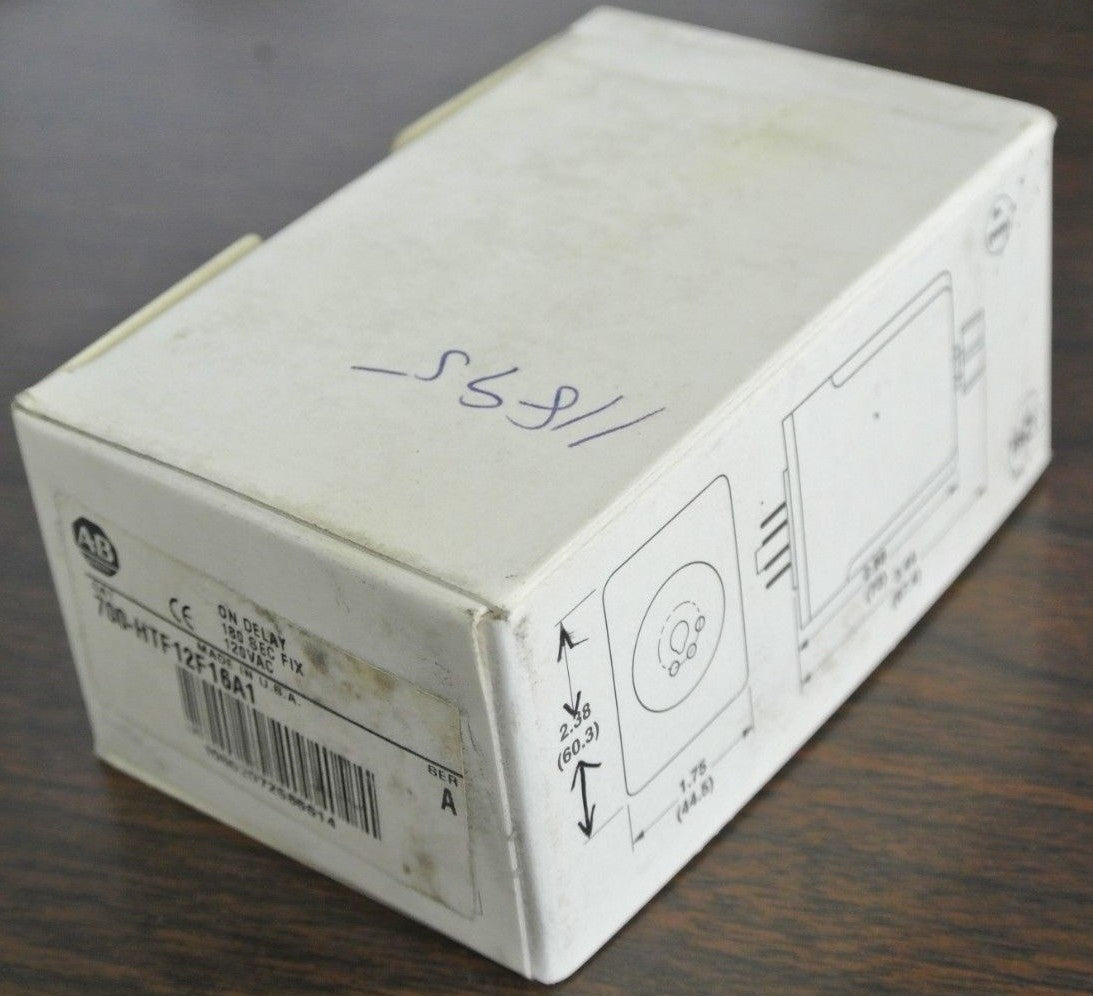 ALLEN-BRADLEY 700-HTF12F16A1 ON-DELAY 180-SEC. FIX TIMING RELAY 120V NEW SURPLUS