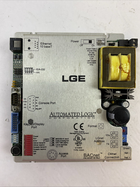 AUTOMATED LOGIC LGE ETHERNET ROUTER MODULE LGE935027M 24VAC 50-60HZ 7.2VA 0.3A