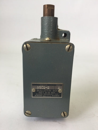 ALLEN BRADLEY 801-ASC12 LIMIT SWITCH PUSH TYPE 600V AC/DC NO-NC CONTACT