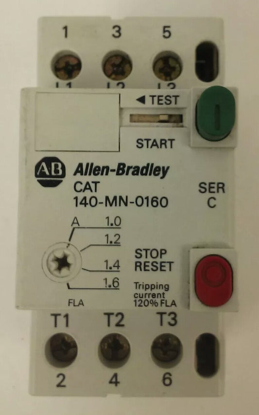 ALLEN BRADLEY 140-MN-0160, MANUEL MOTOR STARTER/ CIRCUIT BREAKER, 3PH, 600V,2.5A