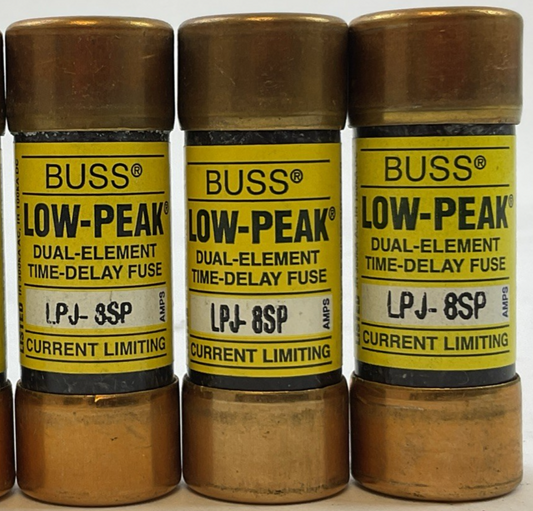 BUSS LPJ-8SP LOW-PEAK FUSE 8AMP 600VAC 300VDC (LOT OF 6)