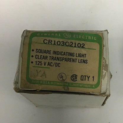 GE CR103C2102 SQUARE INDICATING LIGHT CLEAR LENS 125VAC/DC