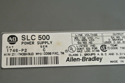ALLEN-BRADLEY 1746-P2 SLC500 POWER SUPPLY + 1746-A10 10-SLOT RACK
