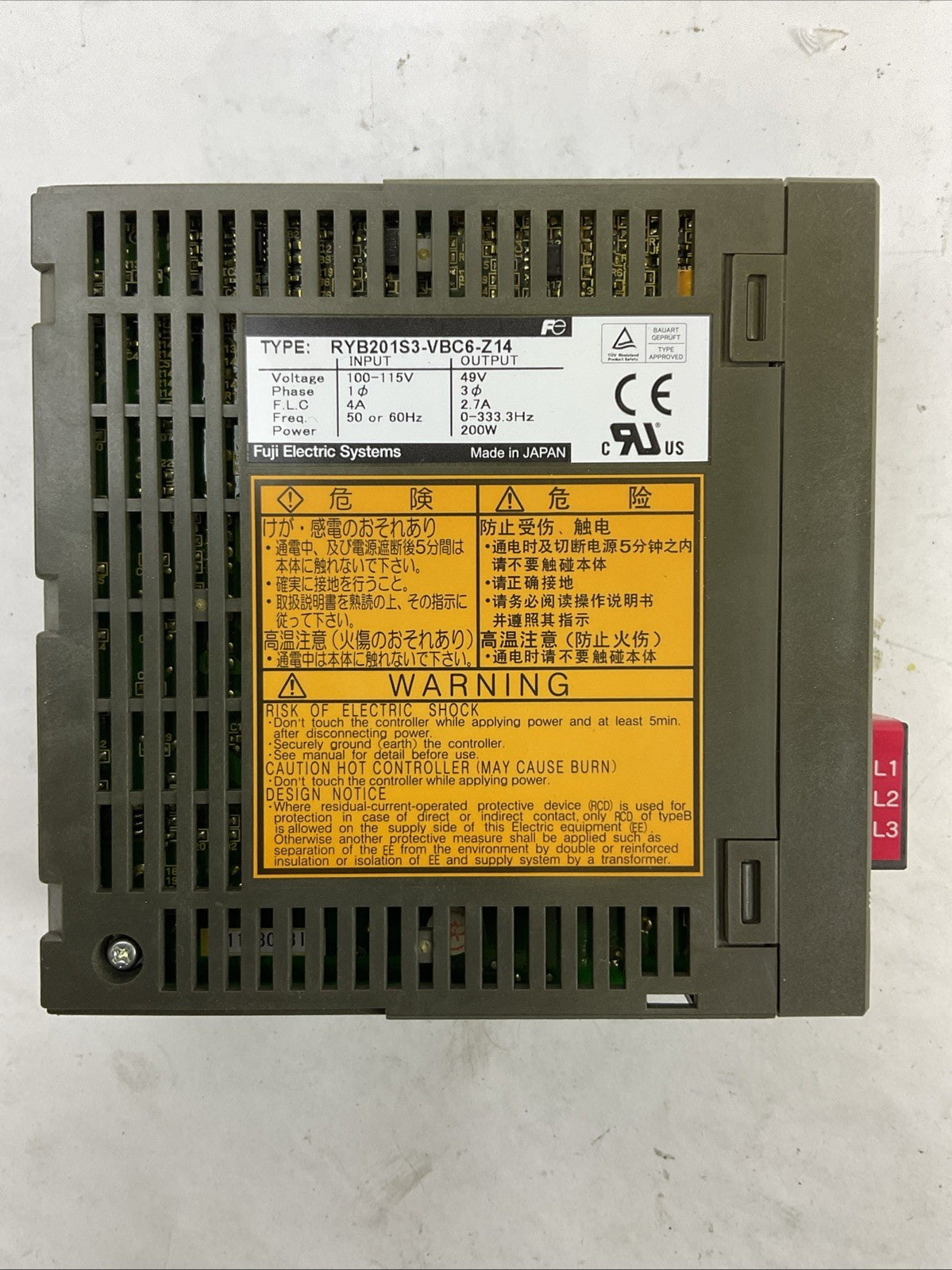 FUJI FALDIC RYB201S3-VBC-Z14 SERVO DRIVE OUTPUT 49V INPUT 100-115V