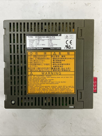 FUJI FALDIC RYB201S3-VBC-Z14 SERVO DRIVE OUTPUT 49V INPUT 100-115V